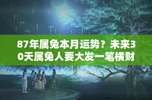 87年属兔本月运势？未来30天属兔人要大发一笔横财，大赚大发达，注定是大富翁！