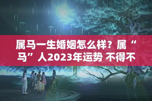 属马一生婚姻怎么样？属“马”人2023年运势 不得不看 老司机怎么看