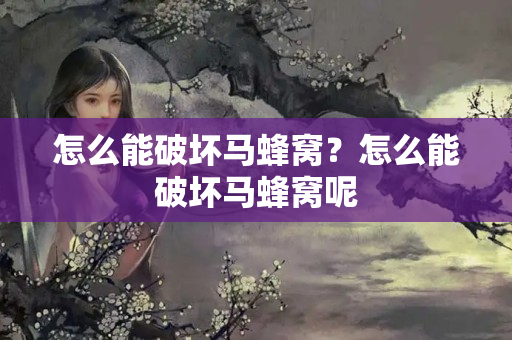 怎么能破坏马蜂窝？怎么能破坏马蜂窝呢