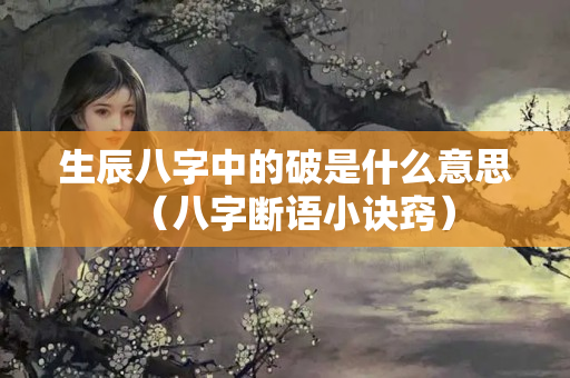 生辰八字中的破是什么意思（八字断语小诀窍）