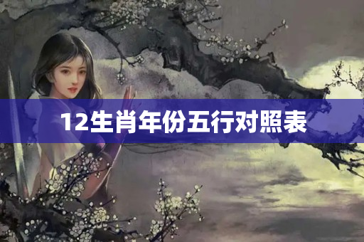 12生肖年份五行对照表