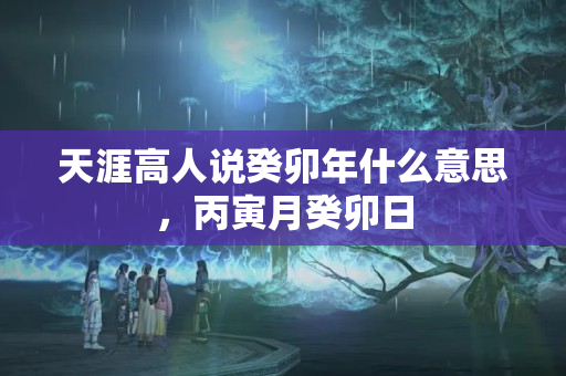 天涯高人说癸卯年什么意思，丙寅月癸卯日